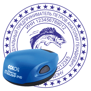 печать ип стандартная с логотипом на карманной оснастке Stamp Mouse R40 (мышка) ростов