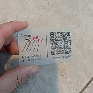 Визитка прозрачная пластиковая салон маникюра